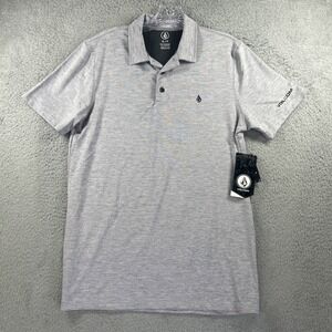 Volcom Polo Shirt Mens Small Grey Golf Performance Wowzer Hazard Vented NEW